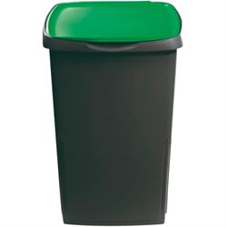 Affaldsspand, 45 liter. Sort med grønt låg 